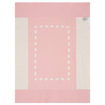 Baby Girls Pink & Ivory Knitted Blanket